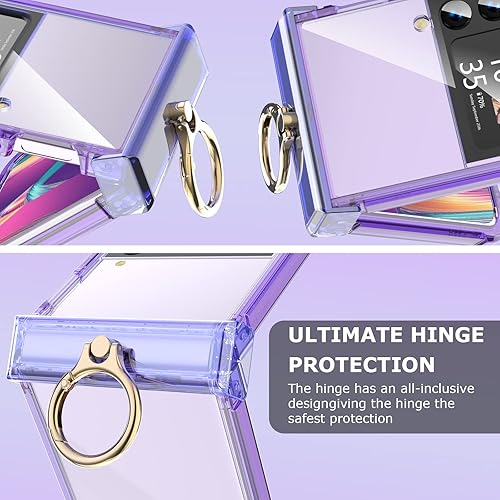 Miniatura 3 de Funda para Galaxy Z Flip 3 con protección de bisagra transparente para Samsung Flip 3 con función atril cubierta protectora para Samsung Galaxy Z
