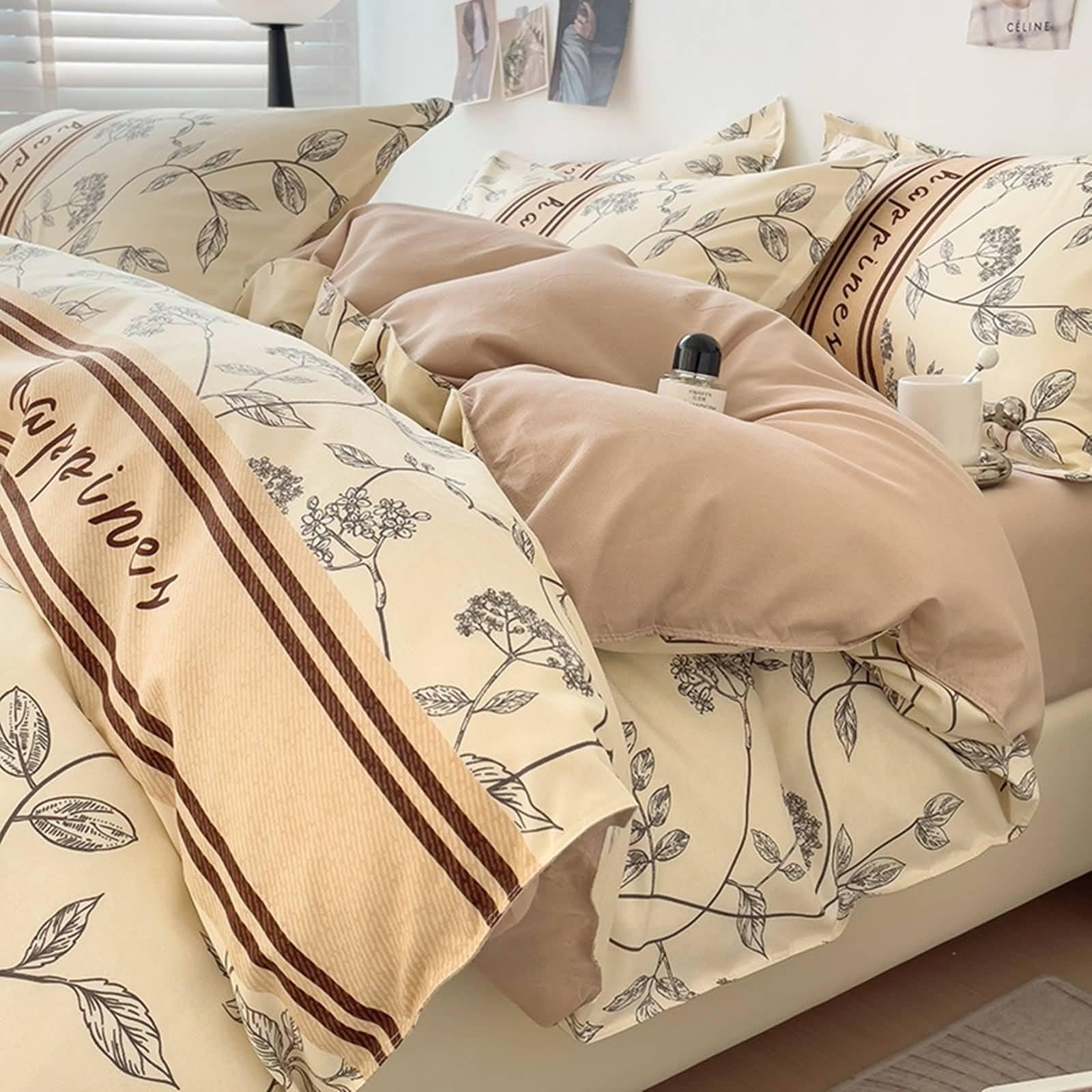 Gualiy 4-częściowy zestaw poszewek na kołdrę w rozmiarze king size, poliester prosty zestaw pościeli, zawiera 1 poszewkę na kołdrę 200 x 230 cm z 1 płaskim prześcieradłem i 2 poszewkami na poduszki