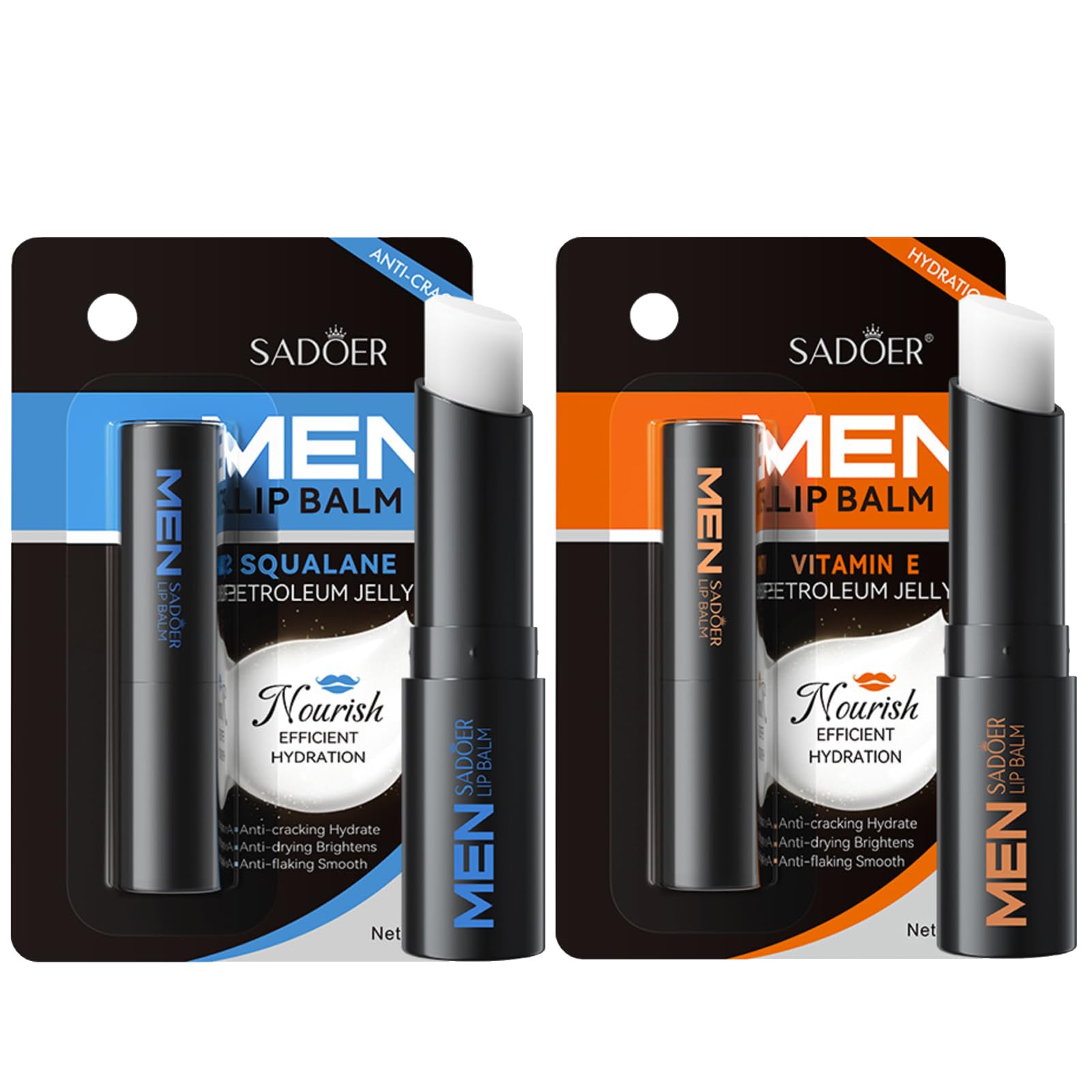 2PCS Lip Balm Set, Men Lip Balm Chapstick for Dry Chapped Cracked Lips Treatment, Moisturizing Soothing Hydrating Lip Repair Moisturizer Set, Make up Gift for Men