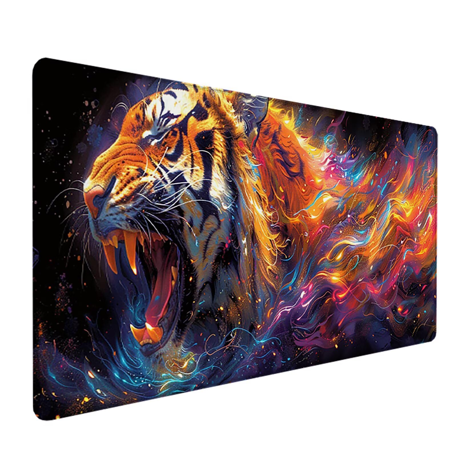 Tigre Alfombrilla Ratón Gaming XXL 1500x800x3mm, Alfombrilla Gaming Amarillo Mousepad con Base de Goma Antideslizante, Impermeable Desk Mat para Teclado y Raton, Accesorios Gaming, Regalos 9-X
