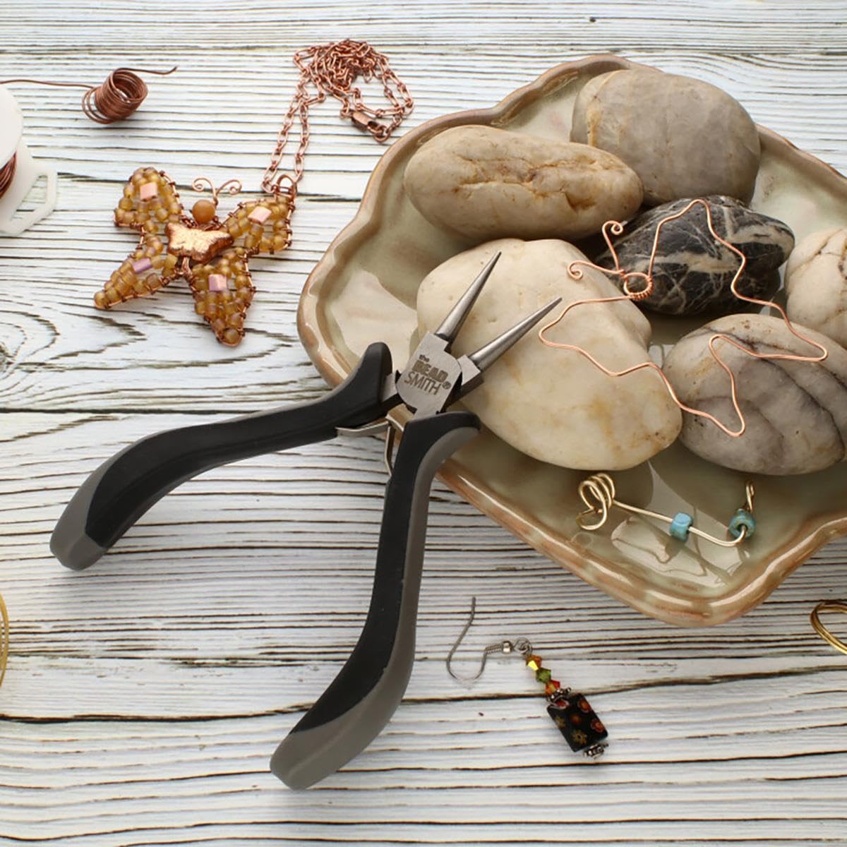 The Beadsmith Szczypce okrągłe – seria ekonomiczna – 127 mm – wygodny ergonomiczny uchwyt ze sprężynami dwuskrzydłowymi i głowicą ze stali polerowanej – narzędzie do produkcji biżuterii