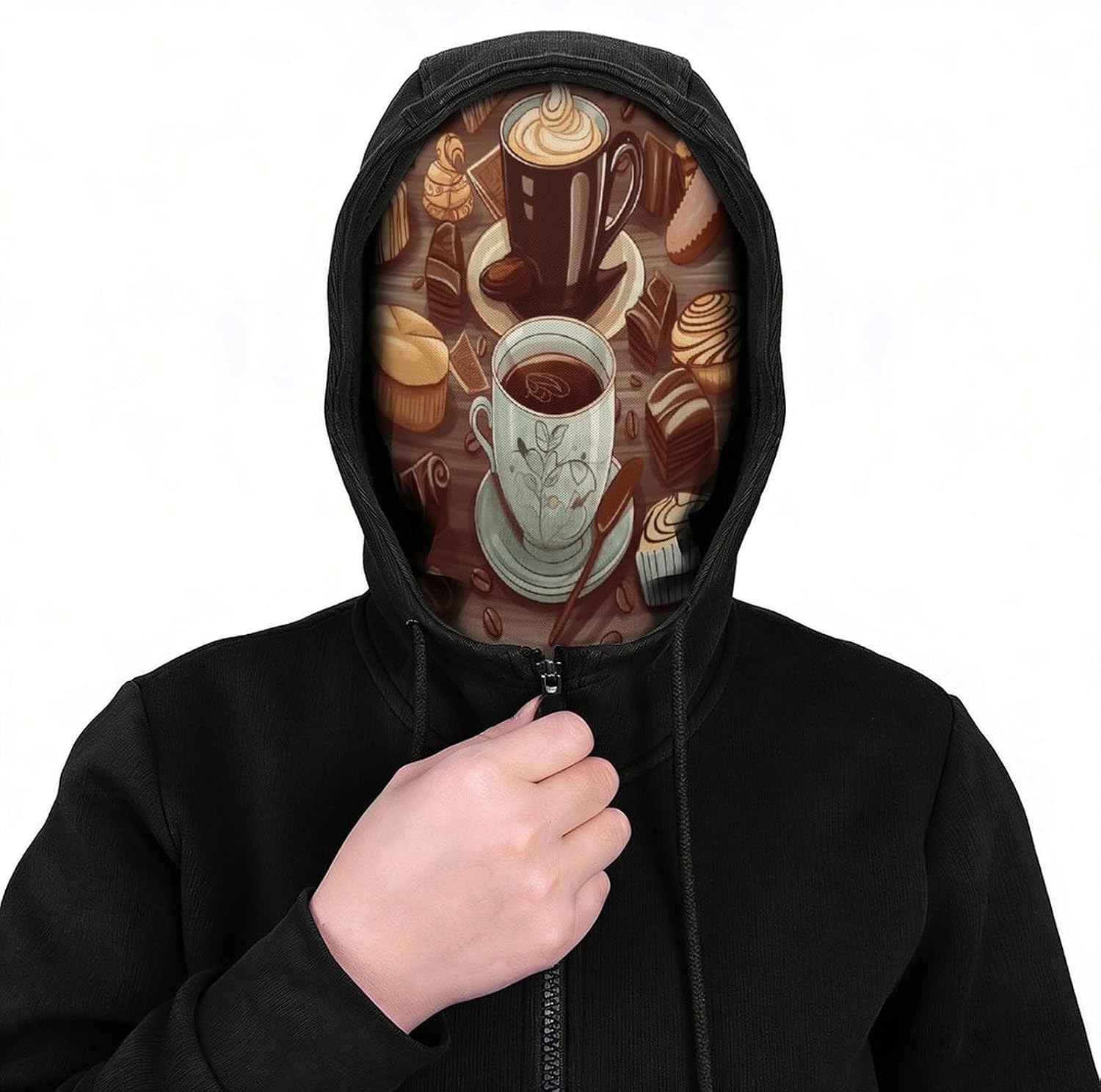 Coffee and Sweets Sugar Chocolate Balaclava Mesh Print Funny Face Mask Breathable Ski Masks Personalized Sun Protection Full Face Covers Neck Gaiter Windproof Head Masks for Pranks&Outdoor image 3