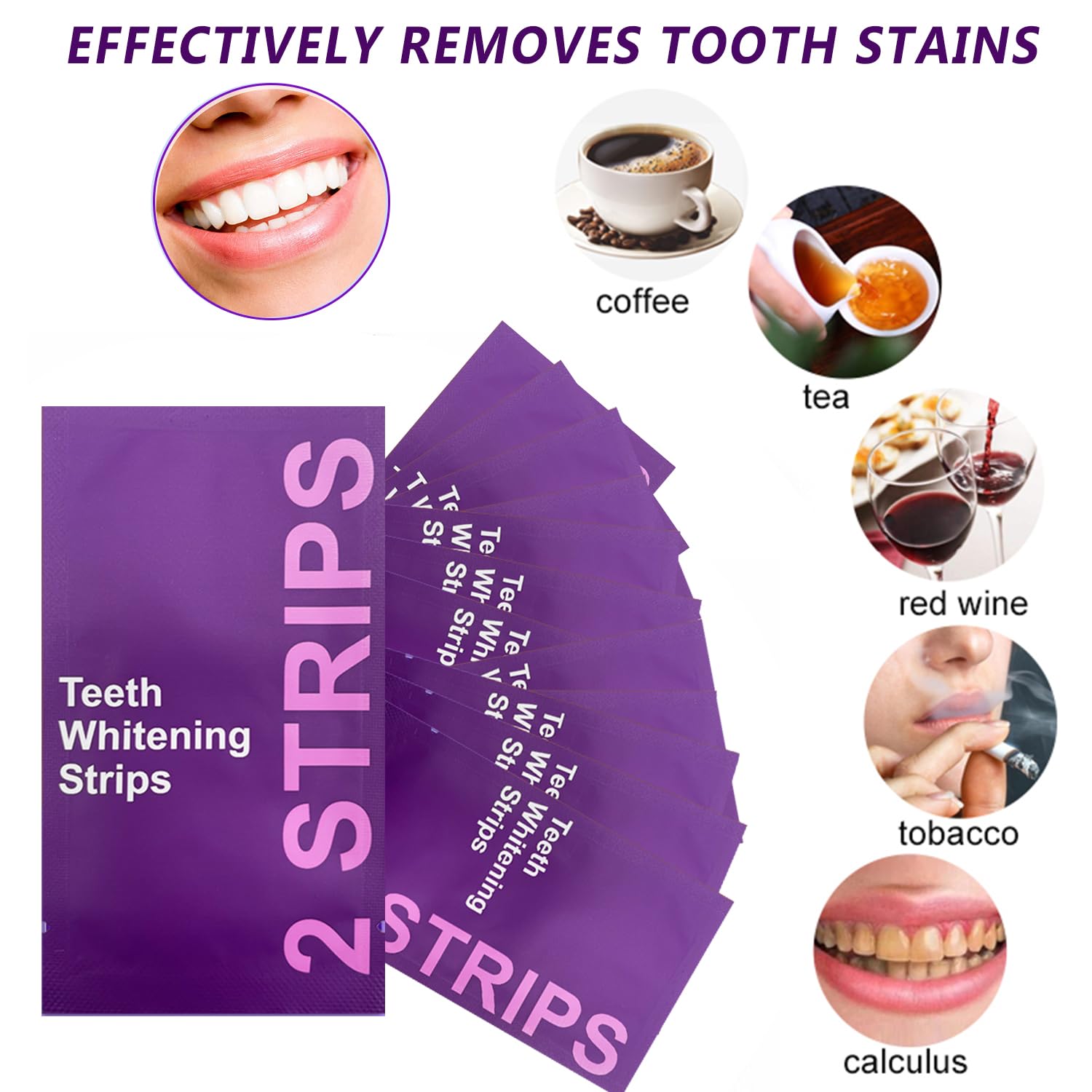 Lila Teeth Whitening Strips, Bleaching Zahnaufhellung-Streifen in 14 Tagen, Einfachen Aufhellen Zähne für Schnelles Entfernen Aller Flecken und Sie Sich Schnell Weiße Zähne