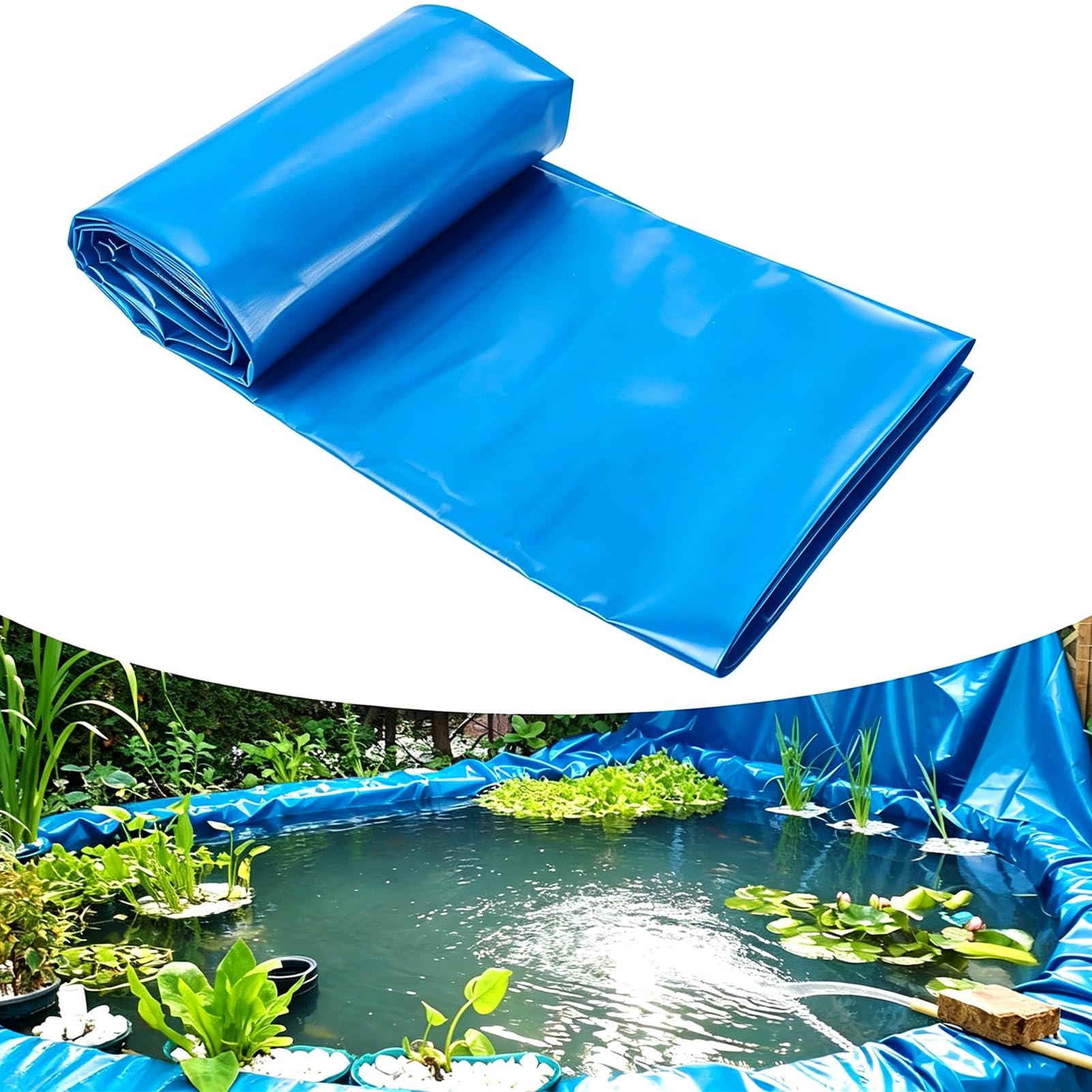 Rivestimento per laghetto Pieghevole 5x8m 6x10m 7x12m 10x10m 10x15m Grande Rivestimento per laghetto in HDPE, Membrana antietà per laghetti Koi, fontane Esterne e depositi d'Acqua(4x5m)