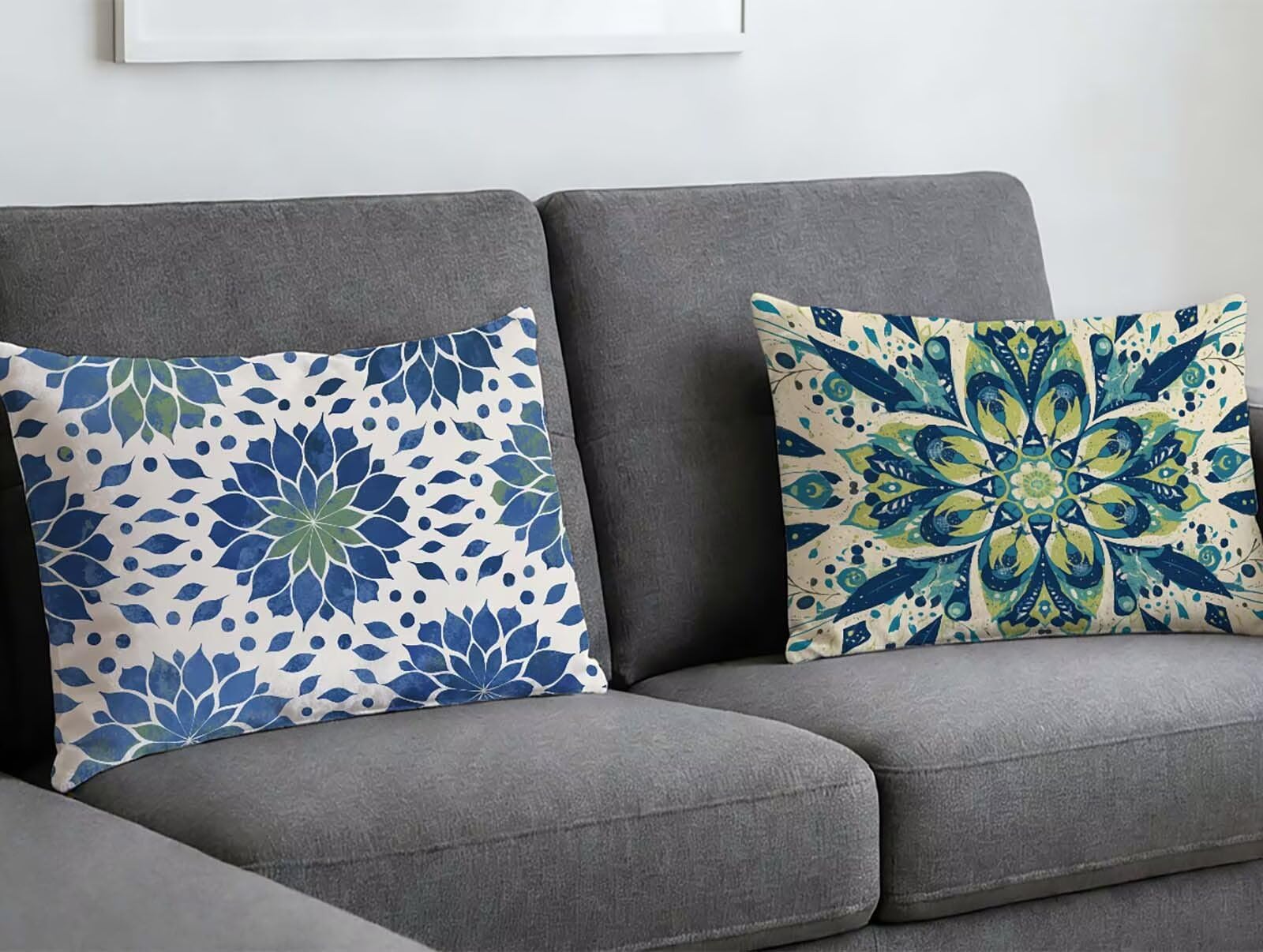 Lot de 2 housses de coussin 50x70 cm en velours rectangulaire scandinave avec zip