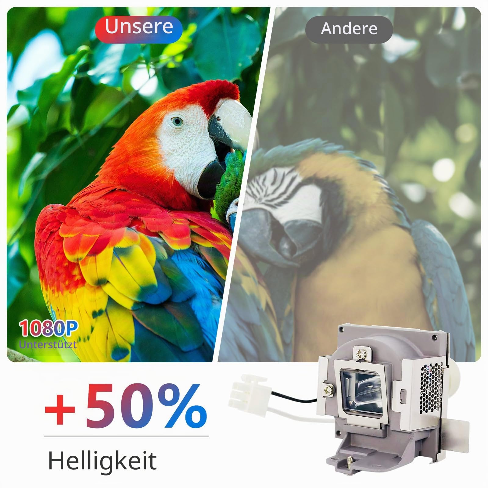 RLC-100 Ersatz-Projektorlampe mit Gehäuse, 200W Weißglühend, 3200 Lumen, 2000 Stunden, kompatibel mit Viewsonic PJD7828HDL / PJD7720HD / PJD7831HDL, 1 Stück