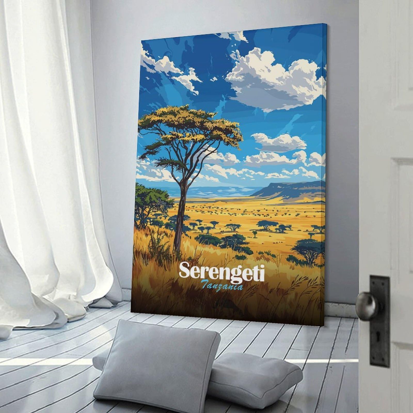 Junmoney Serengeti Landscape Decorative Canvas Print, 20x30inch(50x75cm), for Hallway, Bedroom Or Modern Interiors, Gift Idea for Housewarming And Birthdays