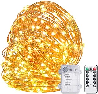 TingMiao Fairy Lights 33ft 100 LED String Lights Battery Operated with Remote Waterproof Copper Wire Lights for Indoor Dec...