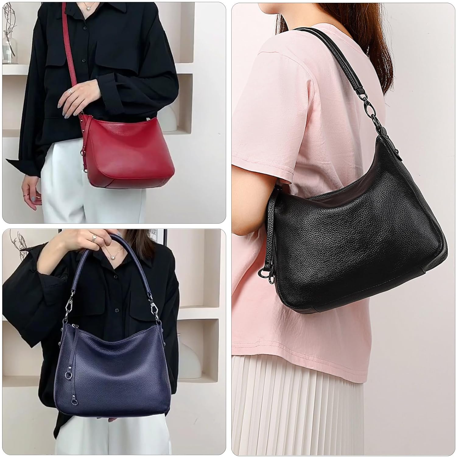 Genuine Leather Hobo Purses for Women Large Crossbody Bag Treny Tote Shoulder Satchel Bag - Image 2