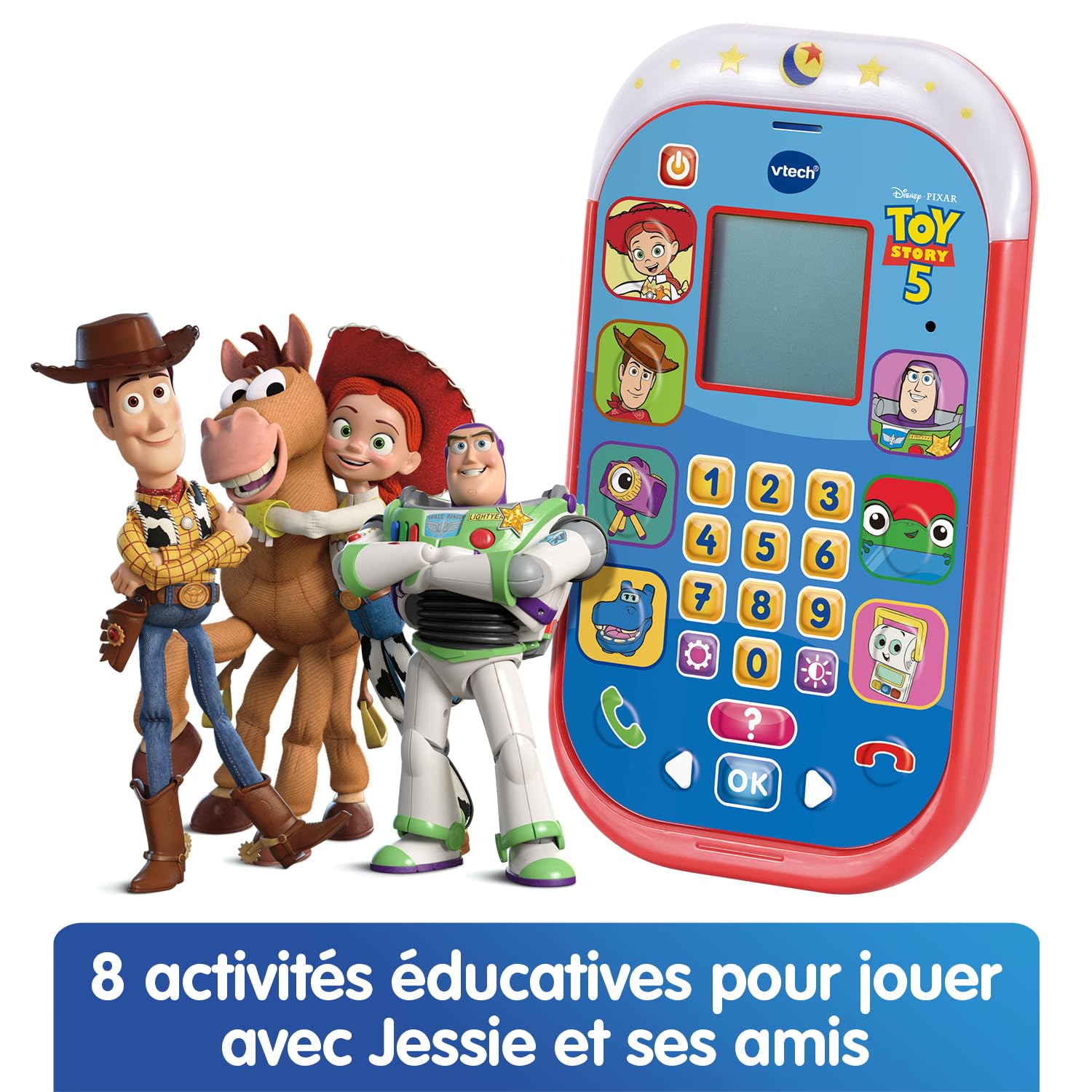 VTech - Disney Pixar, Le Smartphone Éducatif Toy Story 5 - Jouet Téléphone Enfant Lumineux avec Écran Rétroéclairé, 8 Activités et Jeux Interactifs - Cadeau Enfant Dès 3 Ans - Contenu en Français