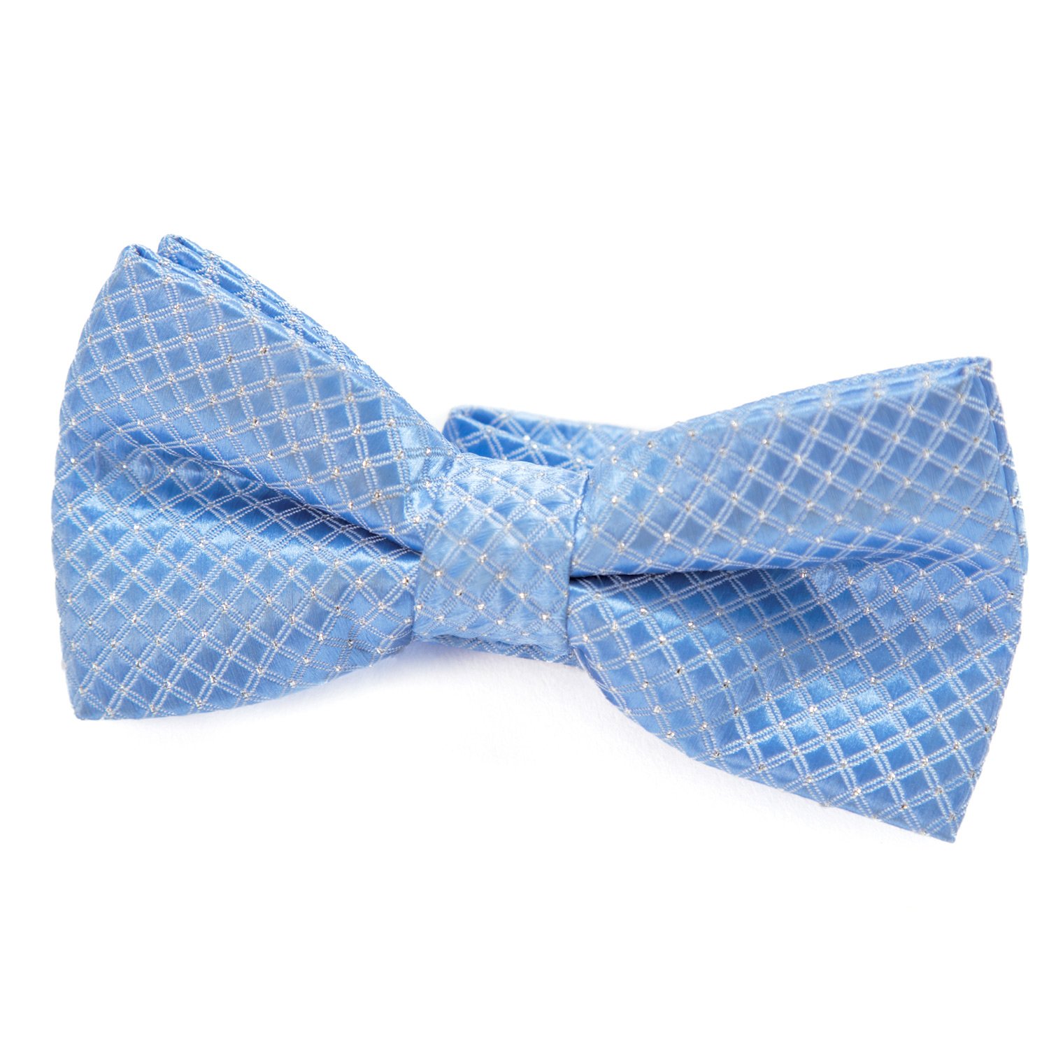 DonDon pajarita noble para niños chico - combinada y ajustable 9x 4,5 cm - de color azul - brillada con argénteo puntos