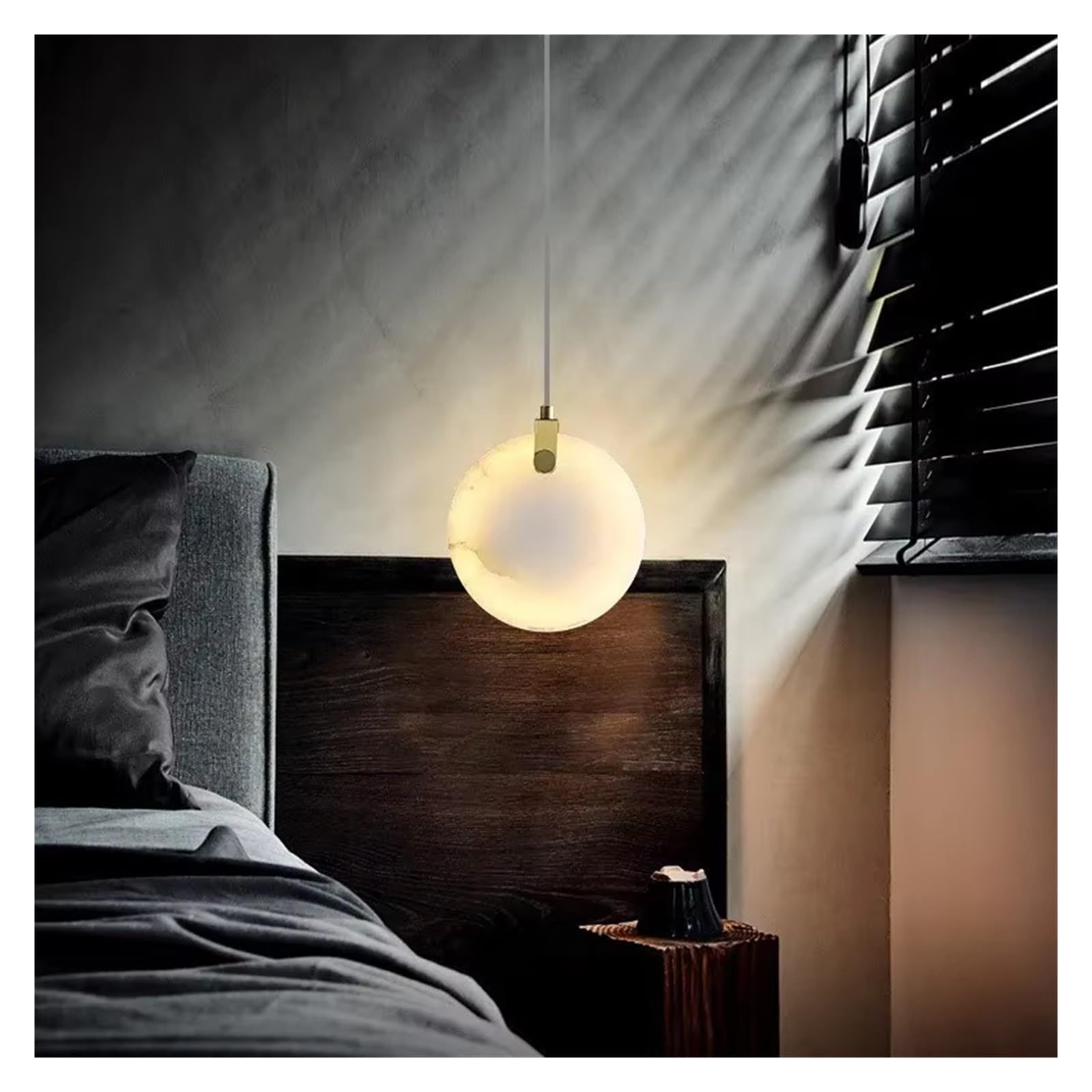 Olskfuh Warm Light Simple All Copper Marble Chandelier Bedroom Bedside Dining Room Island Tea Room One Word Long Lamp Lighting ?,-15Cm