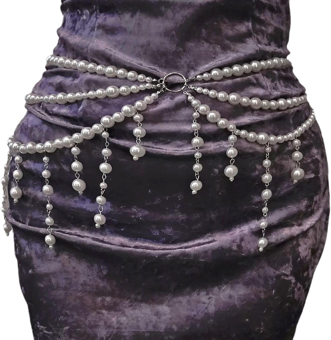 Pearl Waist Chain Belt - Punk Gothic Crossover Body Belly Chains Tassel for Women Girl - Image 2