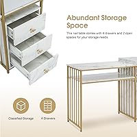 Vista 8 de BarberPub Mesa de uñas resistente a la acetona, escritorio de manicura doble para tecnología de uñas, escritorio de uñas con marco de metal