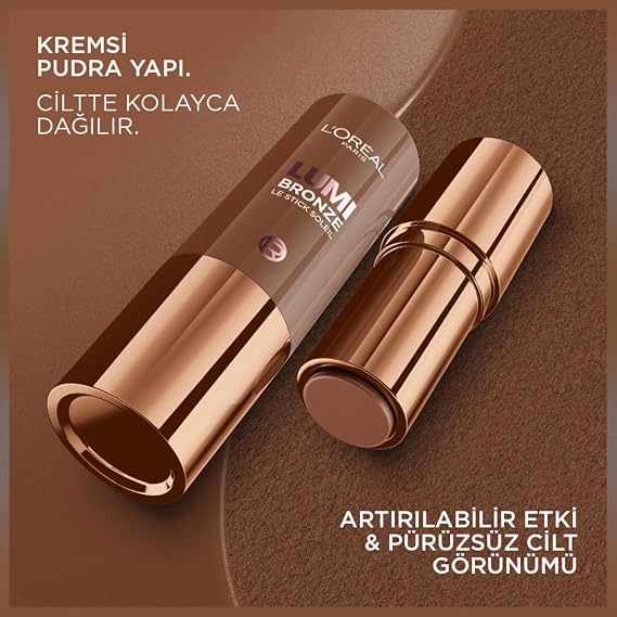 L'Oreal Cosmetics Lumi Bronzlaştırıcı Stick - 110 Toasted Sunlight | Bronzlaşma Çubuğu Kremden Toza, Güneşten Öpülen Işıma, Yapılabilir, Karıştırılabilir ve Asla Kek Yapılabilir, Çubuk Soleil
