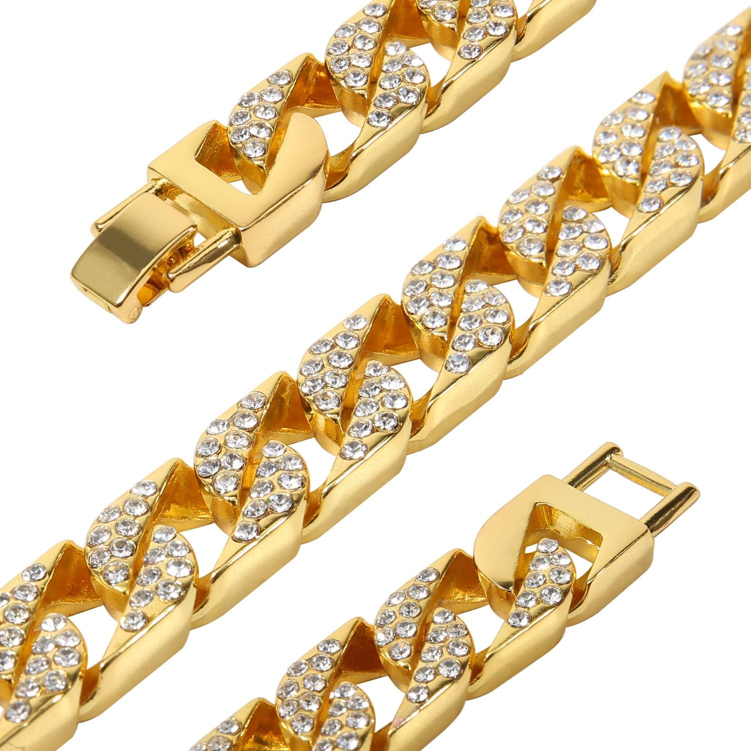 Men's 12MM 14MM 20MM Chains 18K Gold Plated CZ Fully Iced-Out Miami Cuban Link Necklace