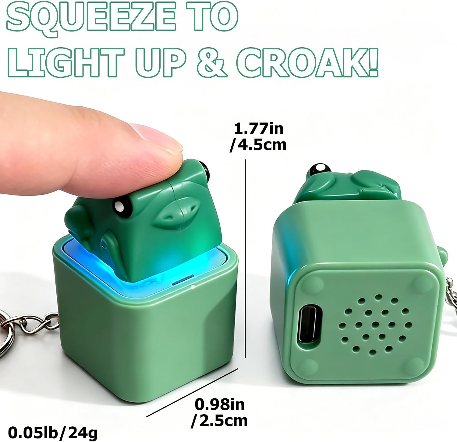 4Pcs Lizard and Frog Keychain Fidget Toy | Rechargeable LED Lights Croaking Sounds Stress Relief Sensory Toy for Adults
