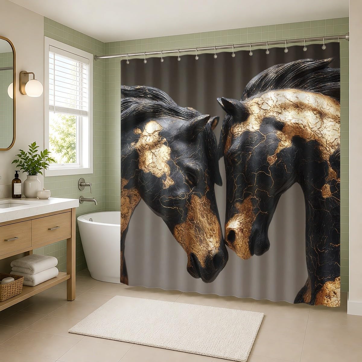 Generico Tenda Doccia 240x200 cm Grigio Antimuffa e Impermeabile Poliestere
