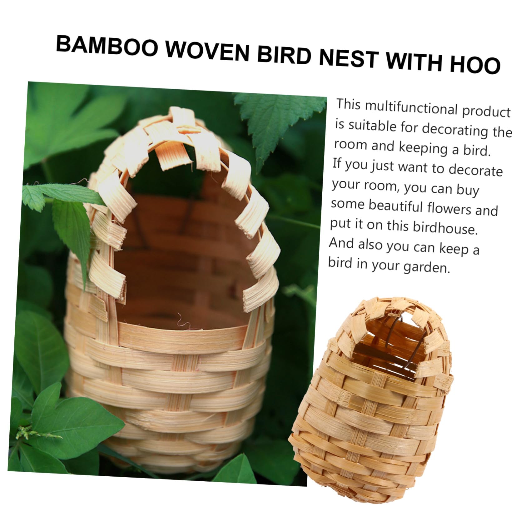 6 Nidos de Pájaros Únicos de Bambú para Exterior con Ganchos, Resistentes y Transpirables, Ideales para Colgar Porche o Dentro de Casa