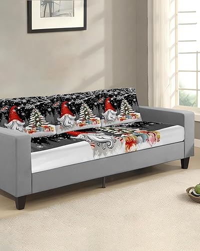 Miniatura 10 de Fundas de cojín para sofá, con diseño de gnomos de Navidad rojos, funda elástica para sofá con parte inferior elástica, diseño de bolas de árbol de