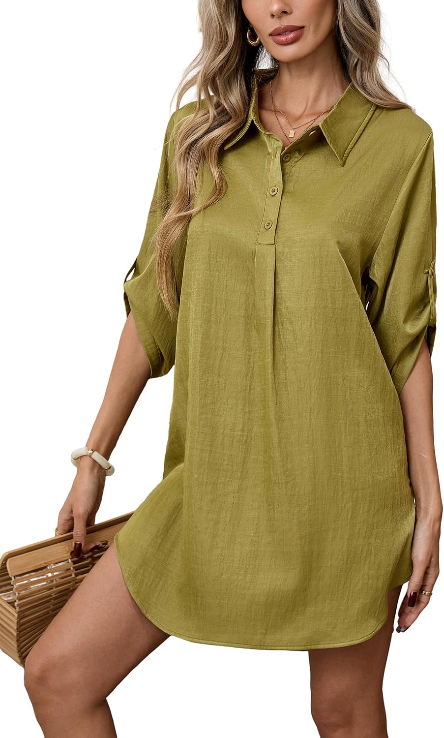 Swimsuit Coverup for Women Bathing Suit Cover Ups Button Down Shirt Summer Bikini Swimwear Beach Dress Shirt
