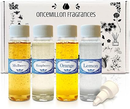 Fruity Concentrated 2.0 fl oz Fragrances Pack Raspberry, Mulberry, Orange & Lemon, Compatible with Water Vacuums Like Hyla, Rainbow, Sirena, Diffusers, Aromatherapy, Not Made by Rainbow