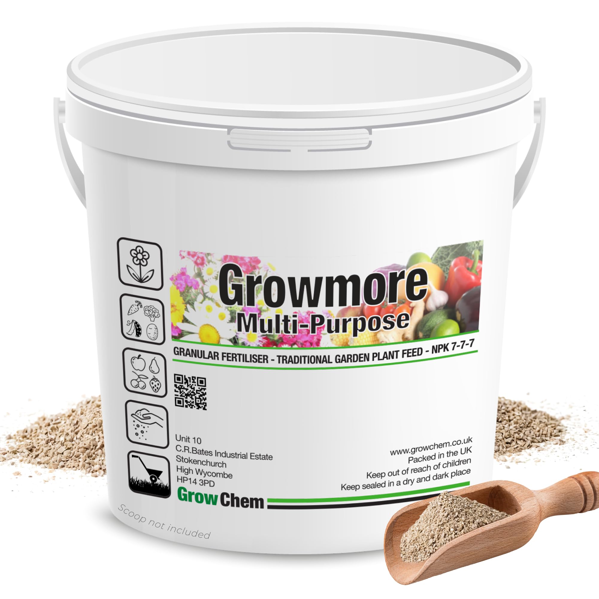 Grow Chem Growmore Fertiliser (5KG Bucket) Multi-Purpose Plant Food Granules – NPK 7-7-7 Nourishes Plants with Essential Nutrients – Suitable for All Plant Types – Garden Fertiliser