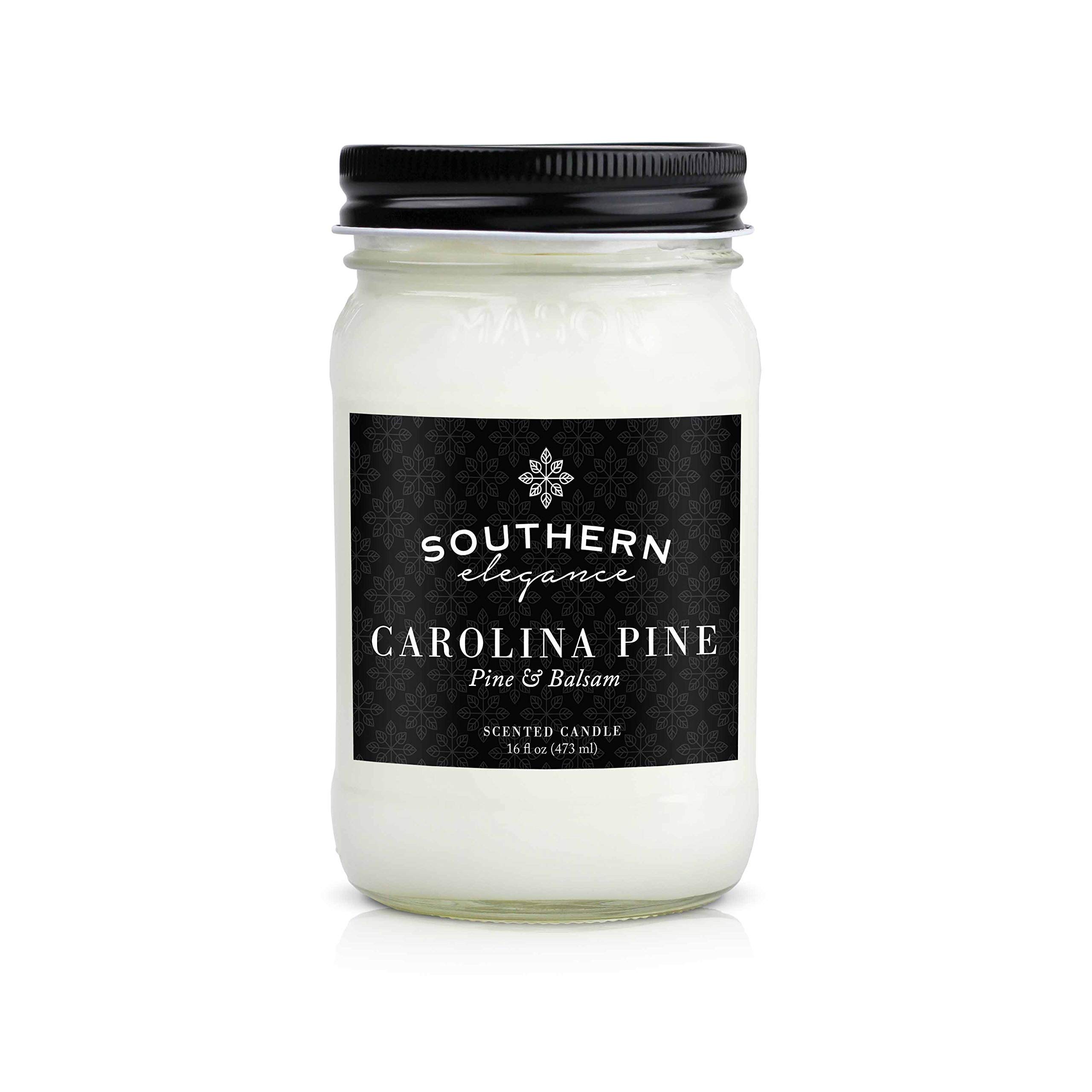 Southern EleganceCarolina Pine: Pine & Balsam Scented Candle | 16 oz Mason Jar | Handcrafted in the USA | Highly Scented | Vegan Soy Blend |Slow Burning & Long Lasting