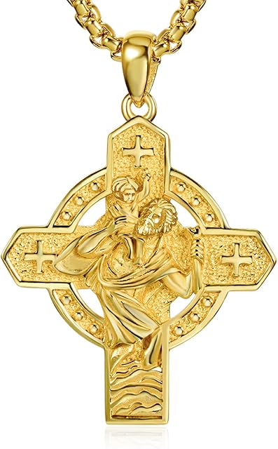 ADMETUS 925 Sterling Silver Amulet Necklace | Protection Necklace Patron Saints Jewellery for Men with 2.5mm 22"+2" Rolo Chain