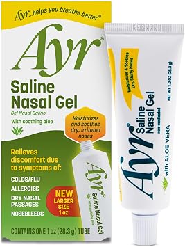 AYR Saline Nasal Gel, with Soothing Aloe, 1.0 Ounce Tube Pack of 1