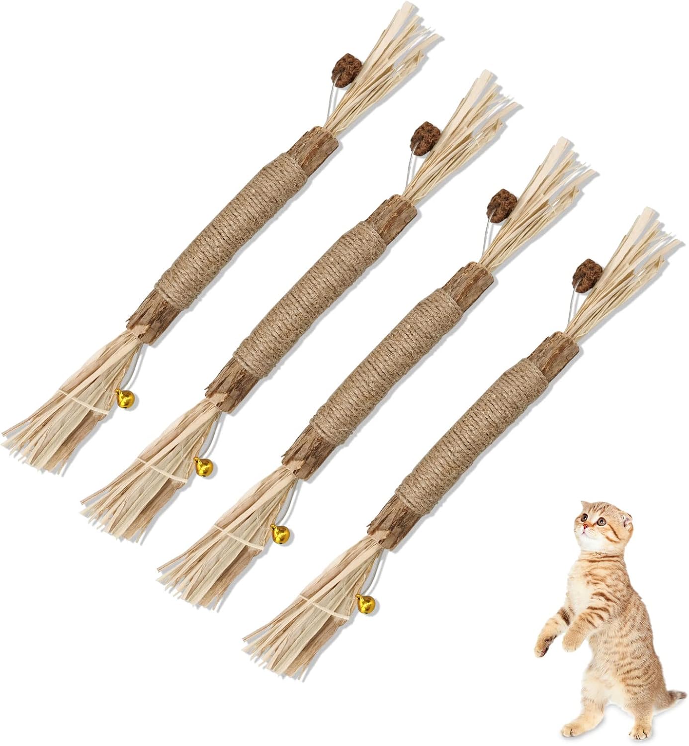 Wishlotus Natural Cat Sticks, 4Pcs Silvervine Cat Chew