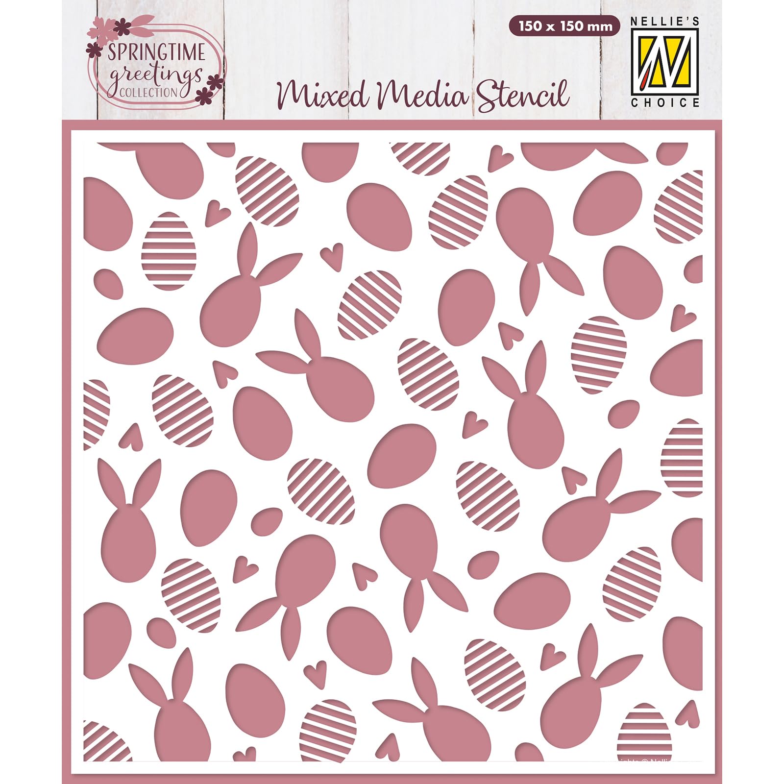 Nellie's Choice Stencil Bunnies and Easter Eggs 5.9 x 5.9 inch / 15 x 15 cm - Reusable Stencil for Crafts, Scrapbooking, Cardmaking and Other Papercrafts