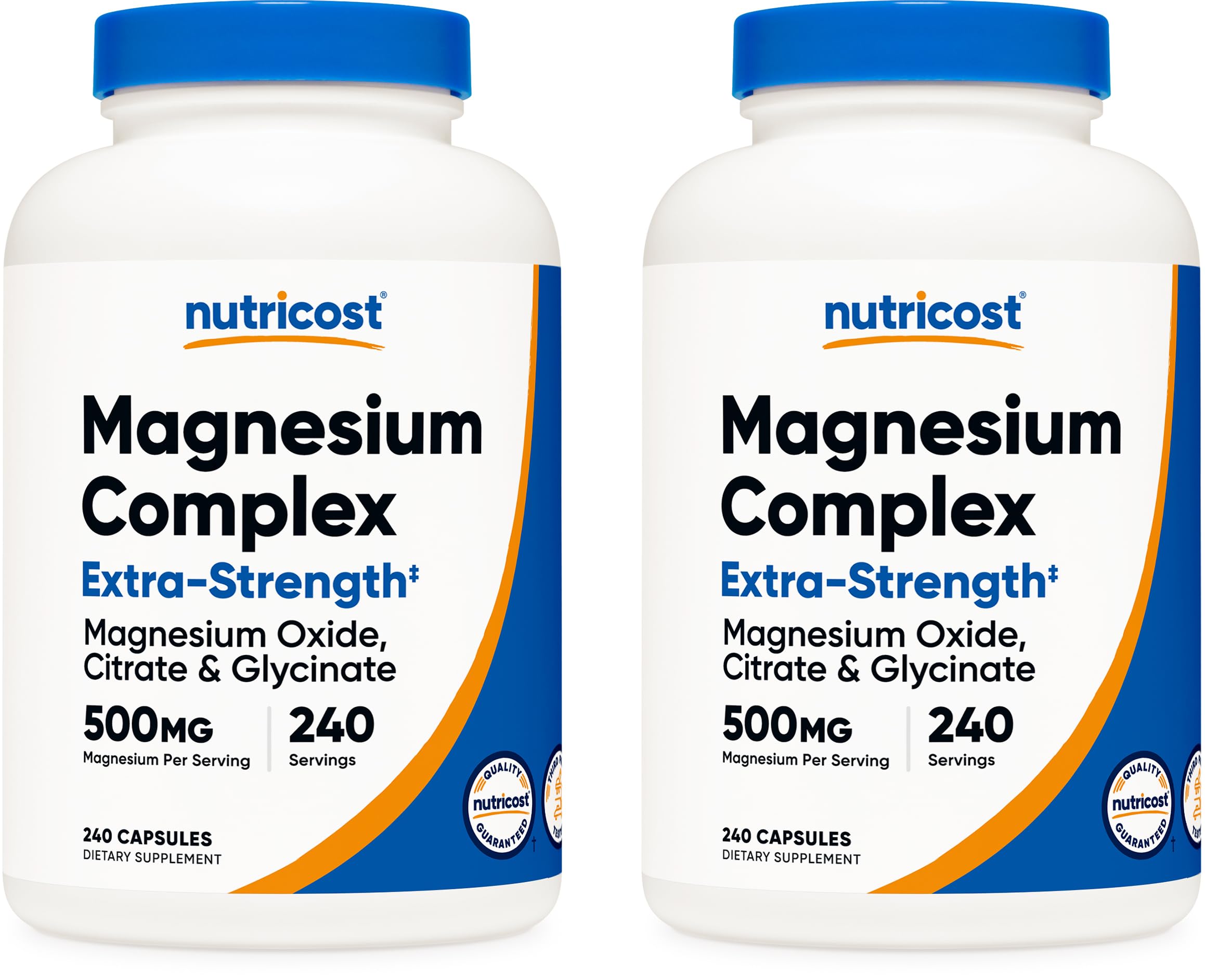 Nutricost Magnesium Complex Extra Strength 500mg, 240 Capsules - Magnesium Oxide, Citrate, and Glycinate - Gluten Free and Non-GMO (Pack of 2) 240 Count (Pack of 2)