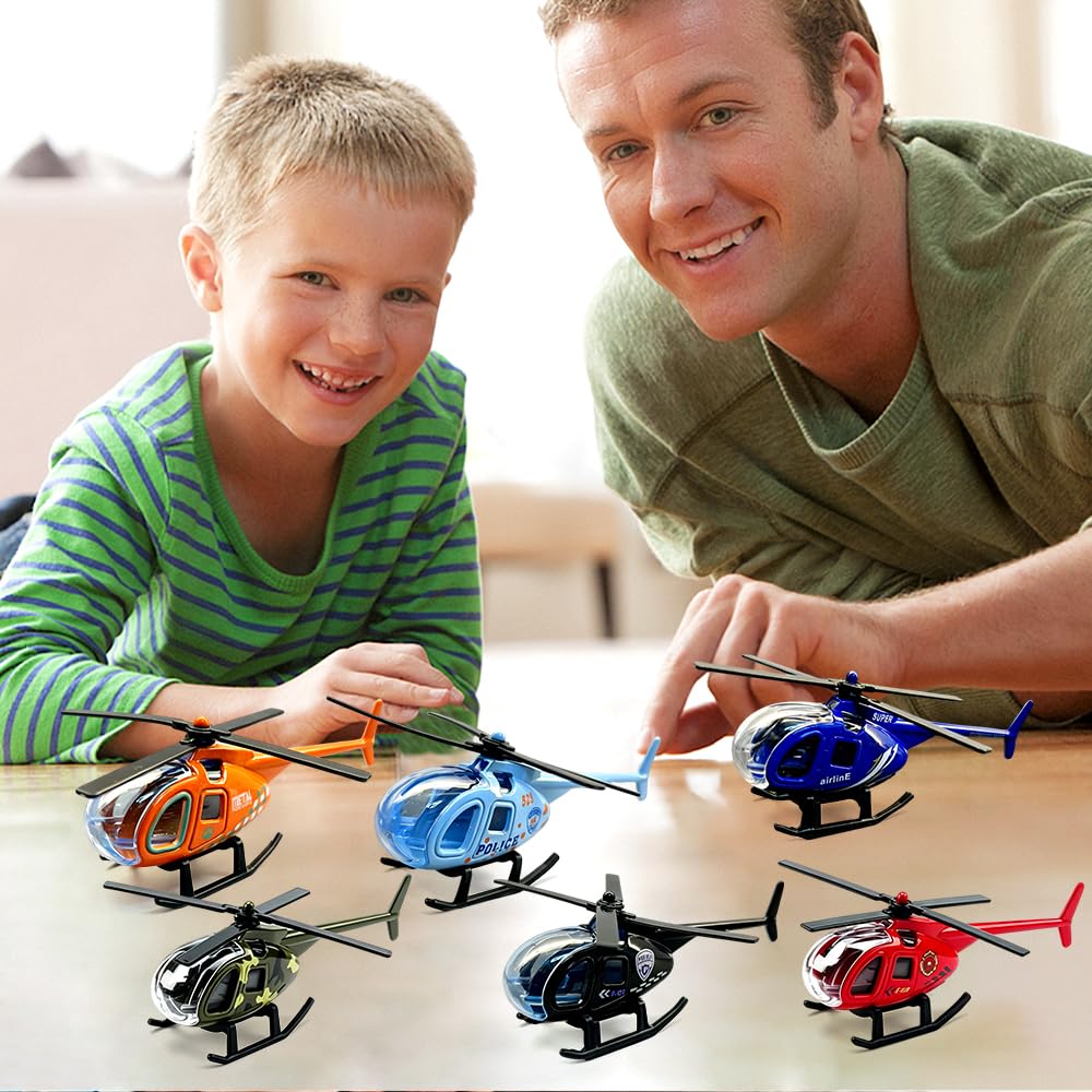 Set De 6 Helicópteros De Juguete De Aleación – Mini Aviones De 8.7 Cm, Educativos Y Coleccionables, Regalo Para Niños Y Niñas Mayores De 3 Años