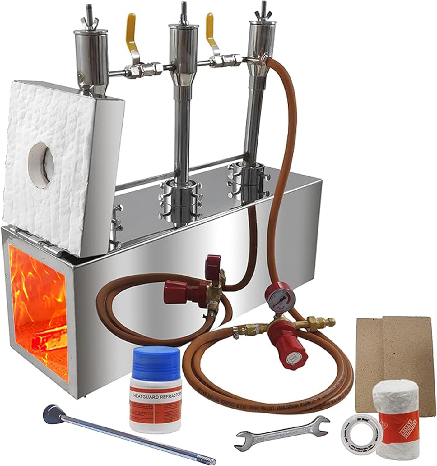 SIMOND STOREPortable Propane ForgeTriple Burner with One Side Door, 2600F Rated, Gas Forge for Blacksmithing Tools Equipment Knife Making Farrier - Rectangle Shape