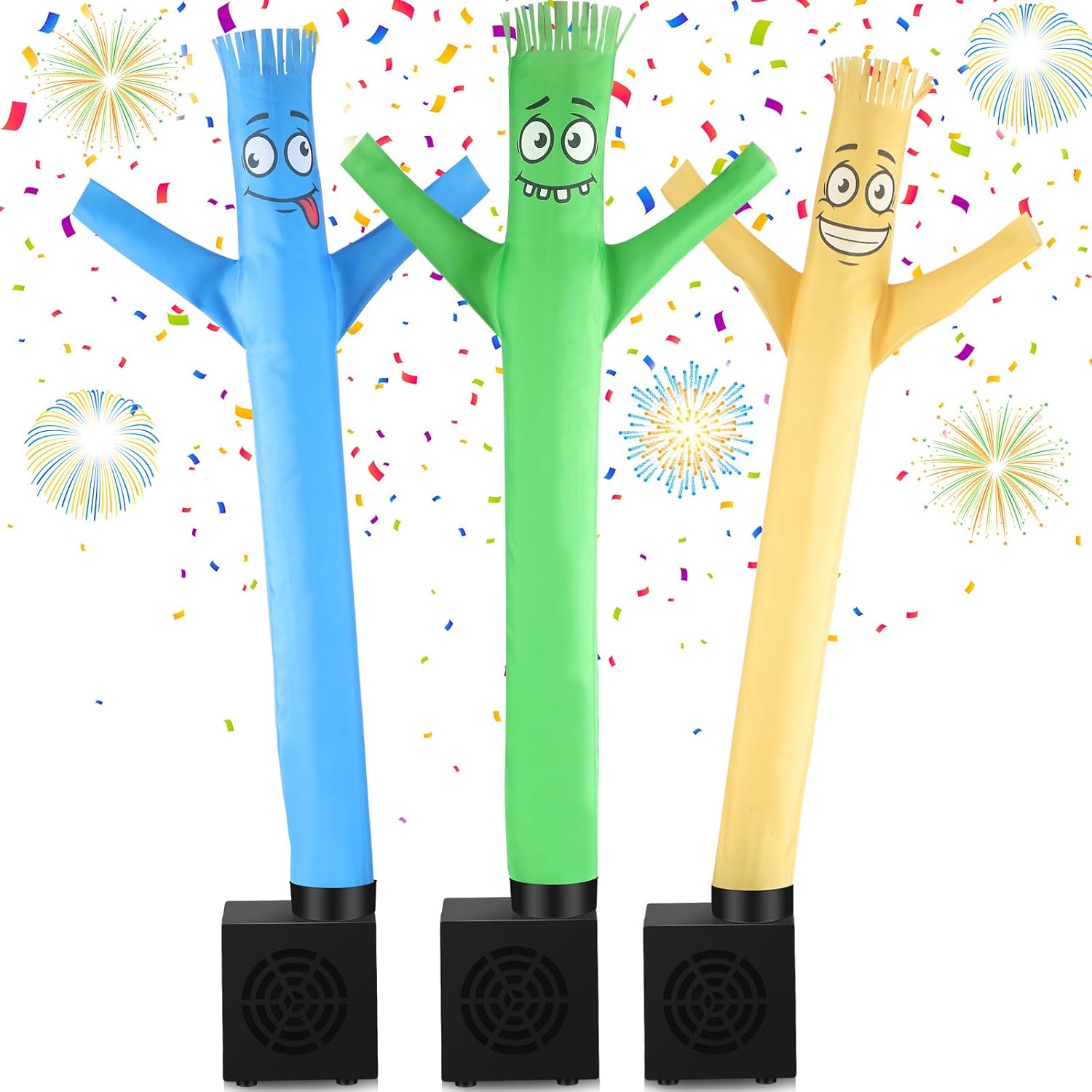 Poen 3 Pcs Mini Inflatable Tube Man White Elephant Gift Funny Gag Birthday Wacky Waving Inflatable Guy with Blower Desktop Mini Dancer Gift for Women Party Decoration(Dull)