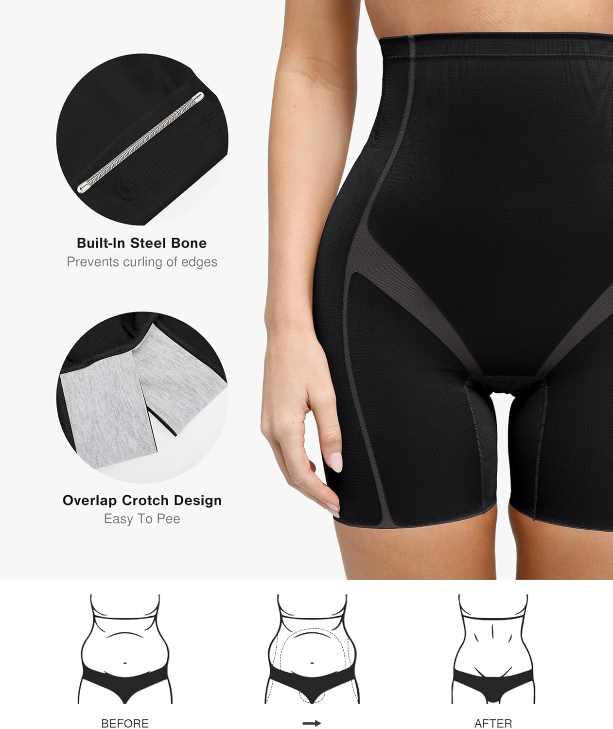 Popilush Shapewear Short Butt Lifting Shapewear High Waisted Underwear For Women Body Shaper
