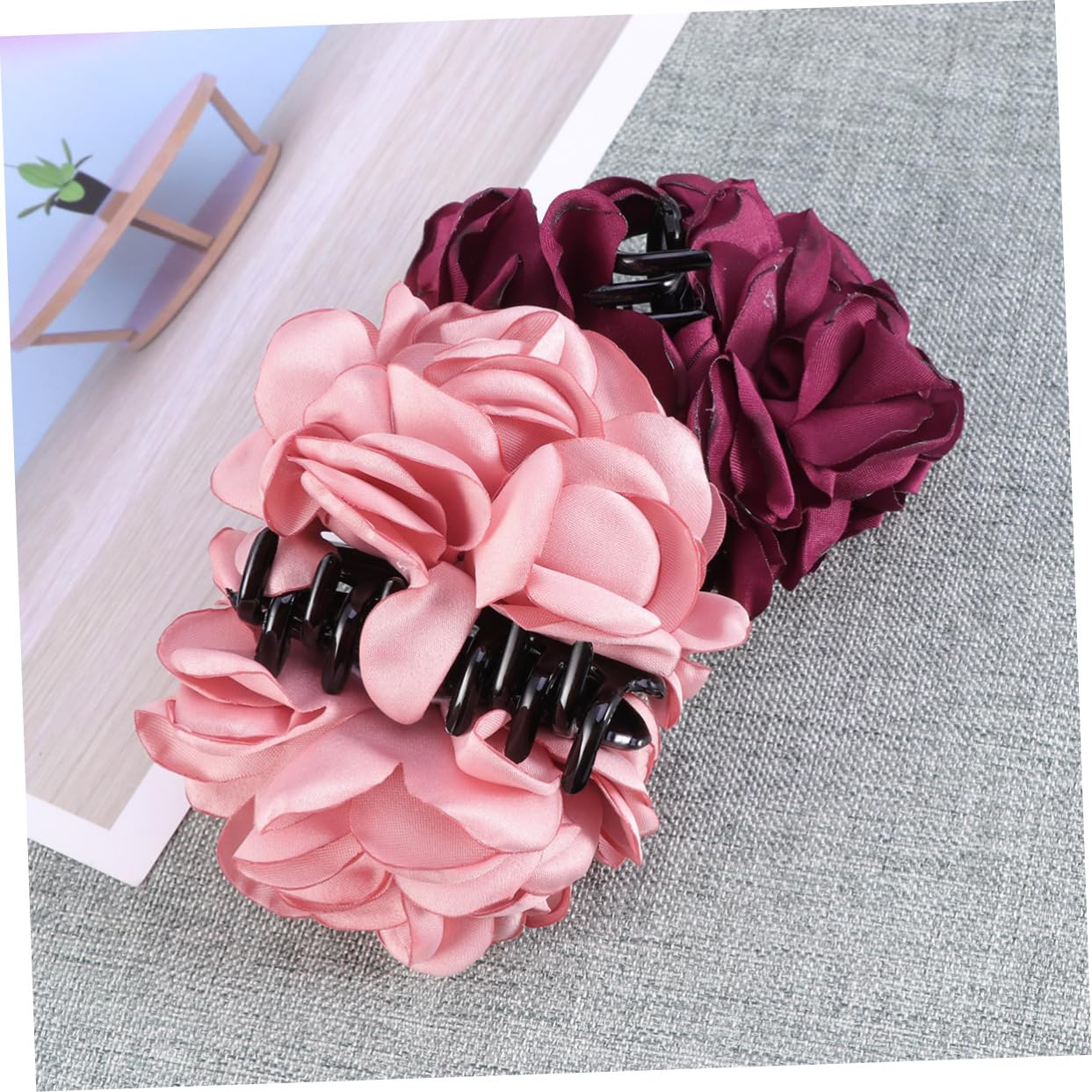 Housoutil 8piezas Pinzas De Pelo De Diseño Para Mujeres Horquillas Atractivas Rojo Negro y Adecuadas Para Bodas Especiales