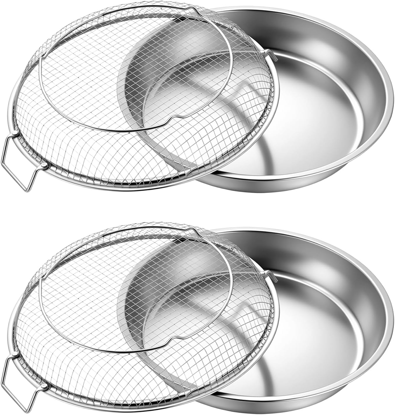 2-Set Kitchen Oil Filter Tray, Stainless Steel Air Fryer Mesh Pan