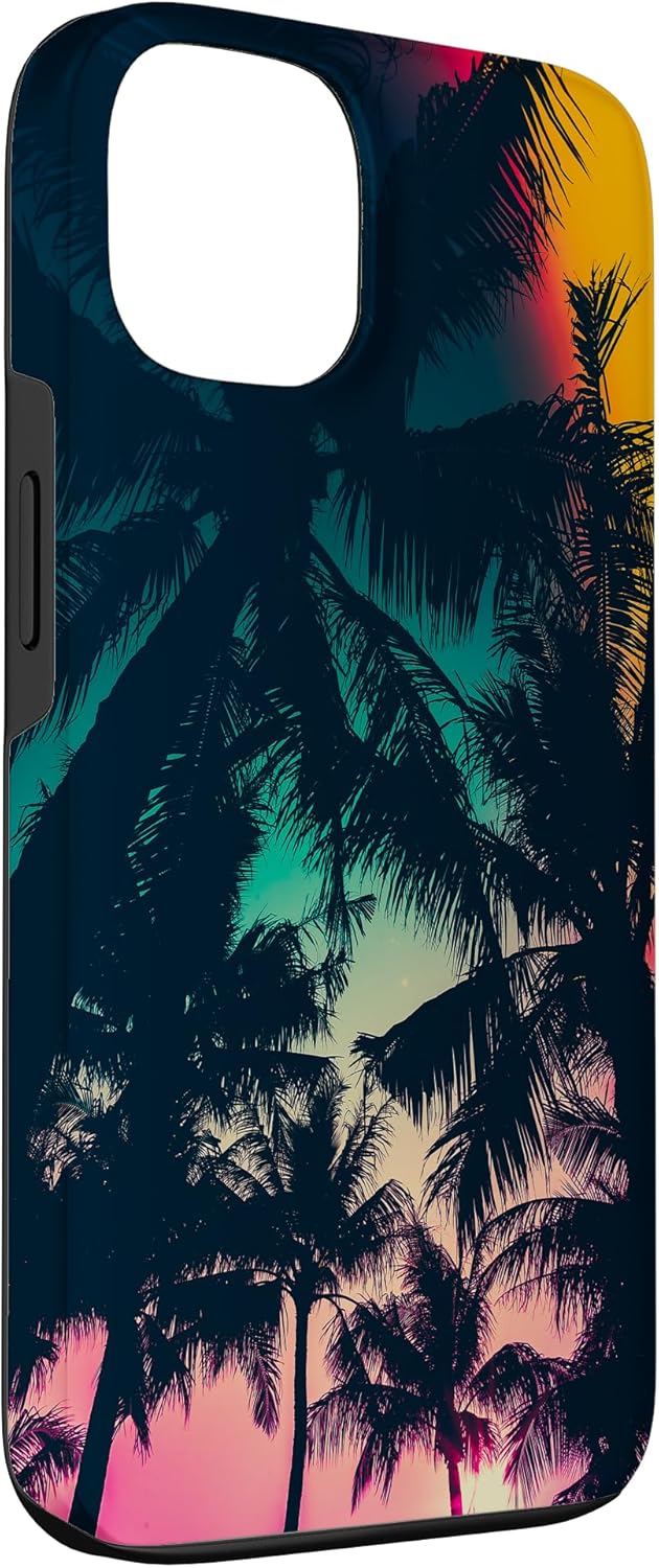 Tropical Paradise Sunrise Beach Purple Palm Tree Hawaiian Case for iPhone 13