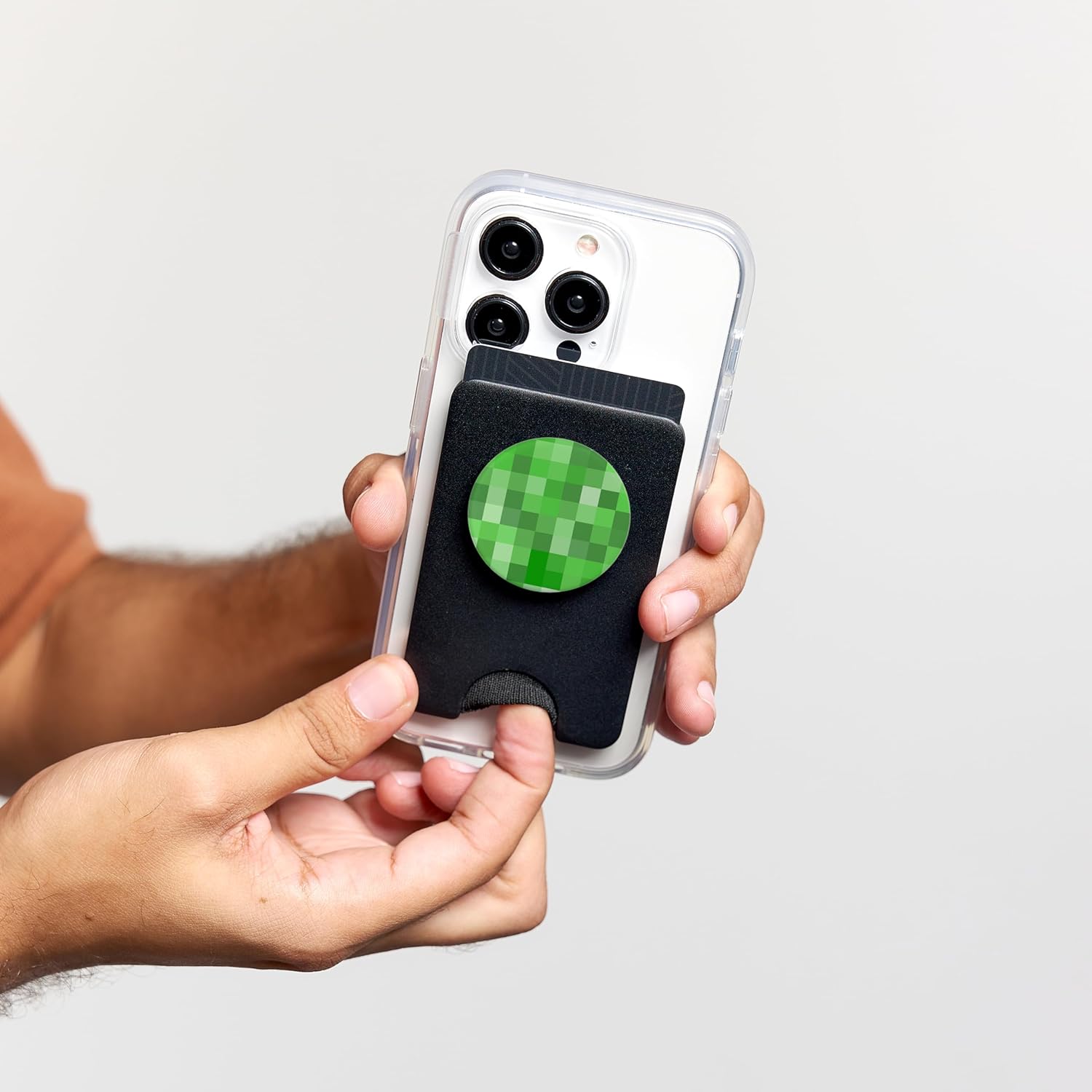 Green Pixel PopSockets PopWallet for MagSafe
