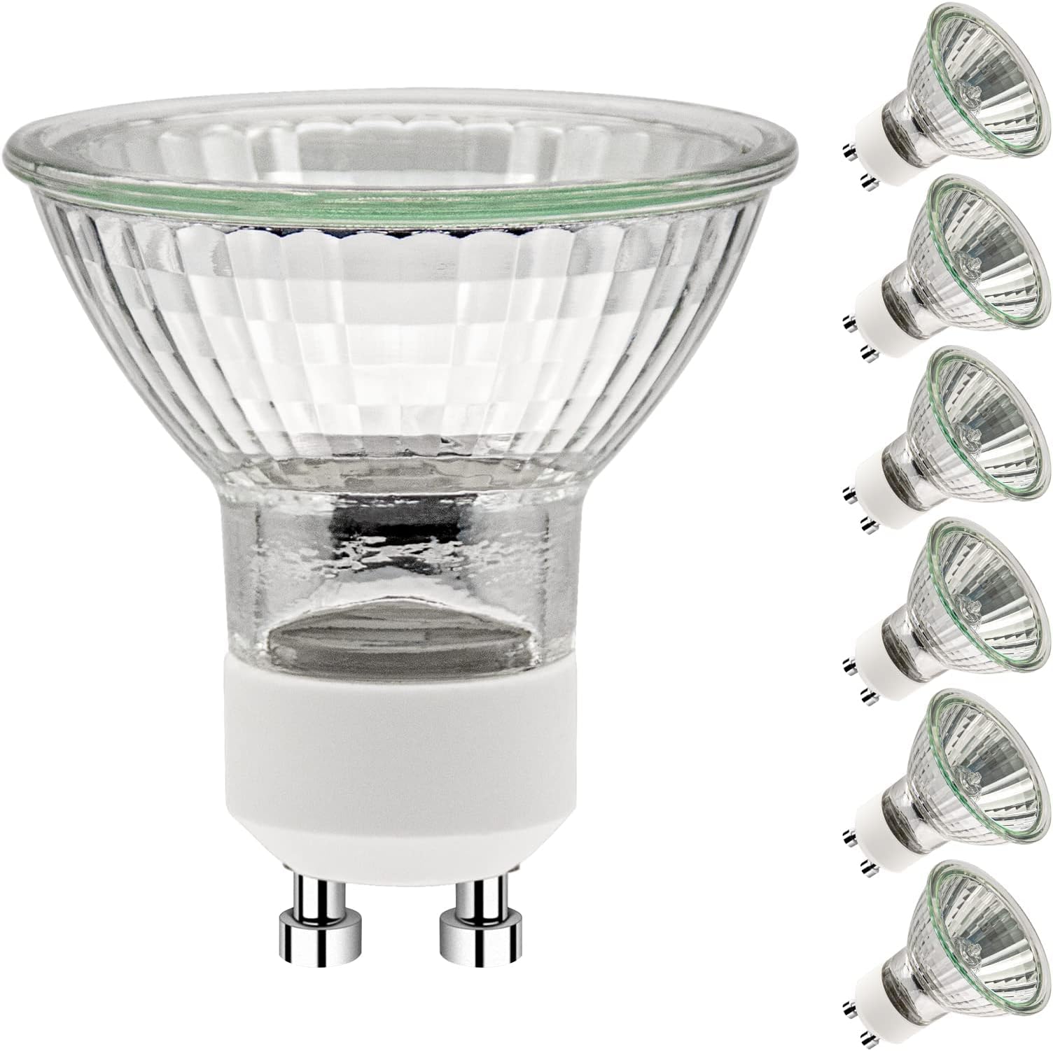 GU10 Halogen Light Bulbs, GU10 Bulbs 50W, 6 Pack Spotlight Bulbs AC 230V 50W, Light Bulbs Halogen Equivalent Energy 2 Pin 35° Beam Angle 2700K Dimmable Warm White