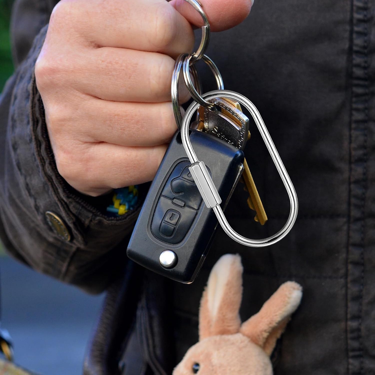4 Pack Sliver Brass Screw Lock Keychain with 8 Rings, 2.52 x 1.34 Inch image 5