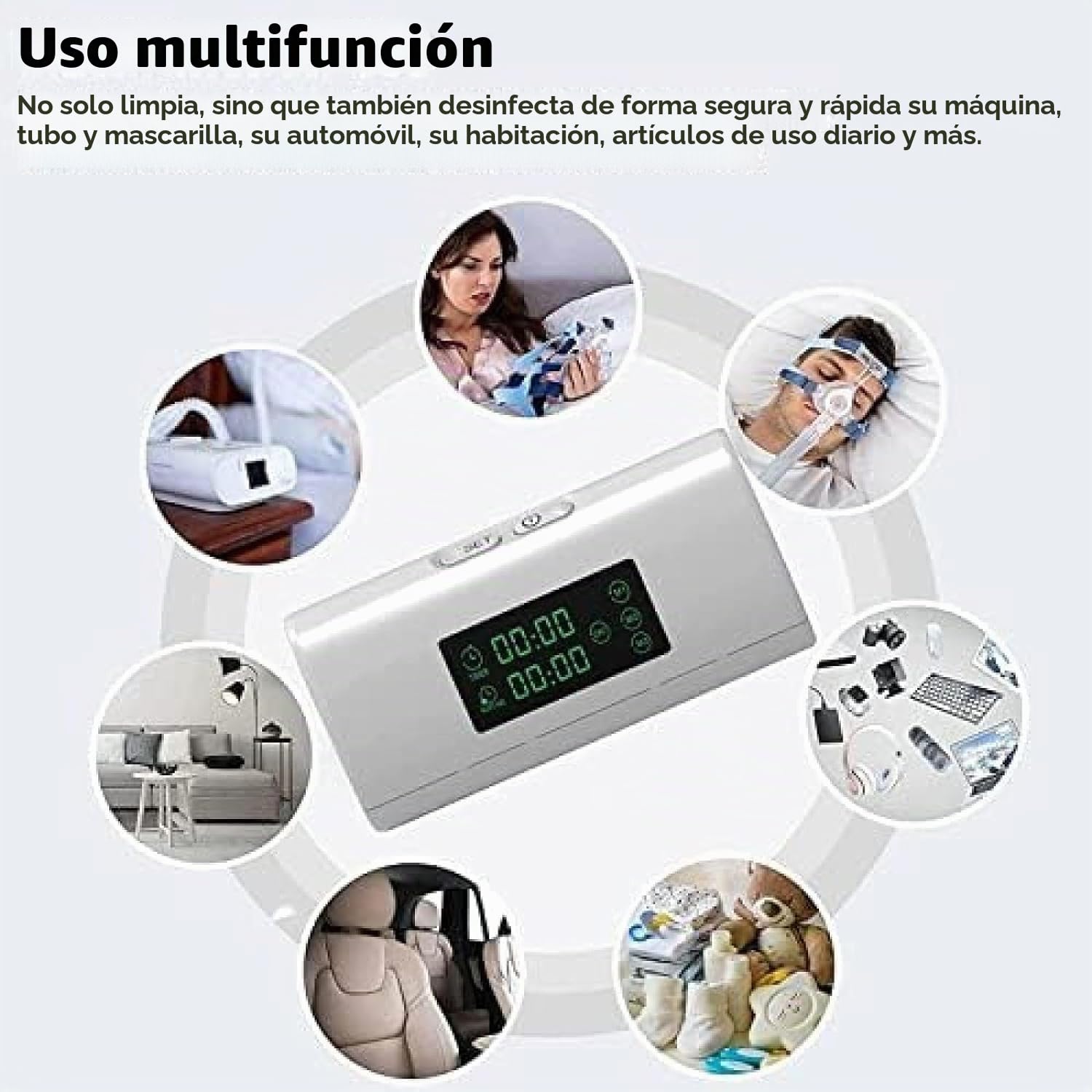 Máquina De Limpieza CPAP, Limpiador Y Desinfectante CPAP Portátil con Pantalla LED Herramienta De Desinfección Desinfectante CPAP para Máquina Cpap, Tubo De Aire, Máscara,Hilarious123