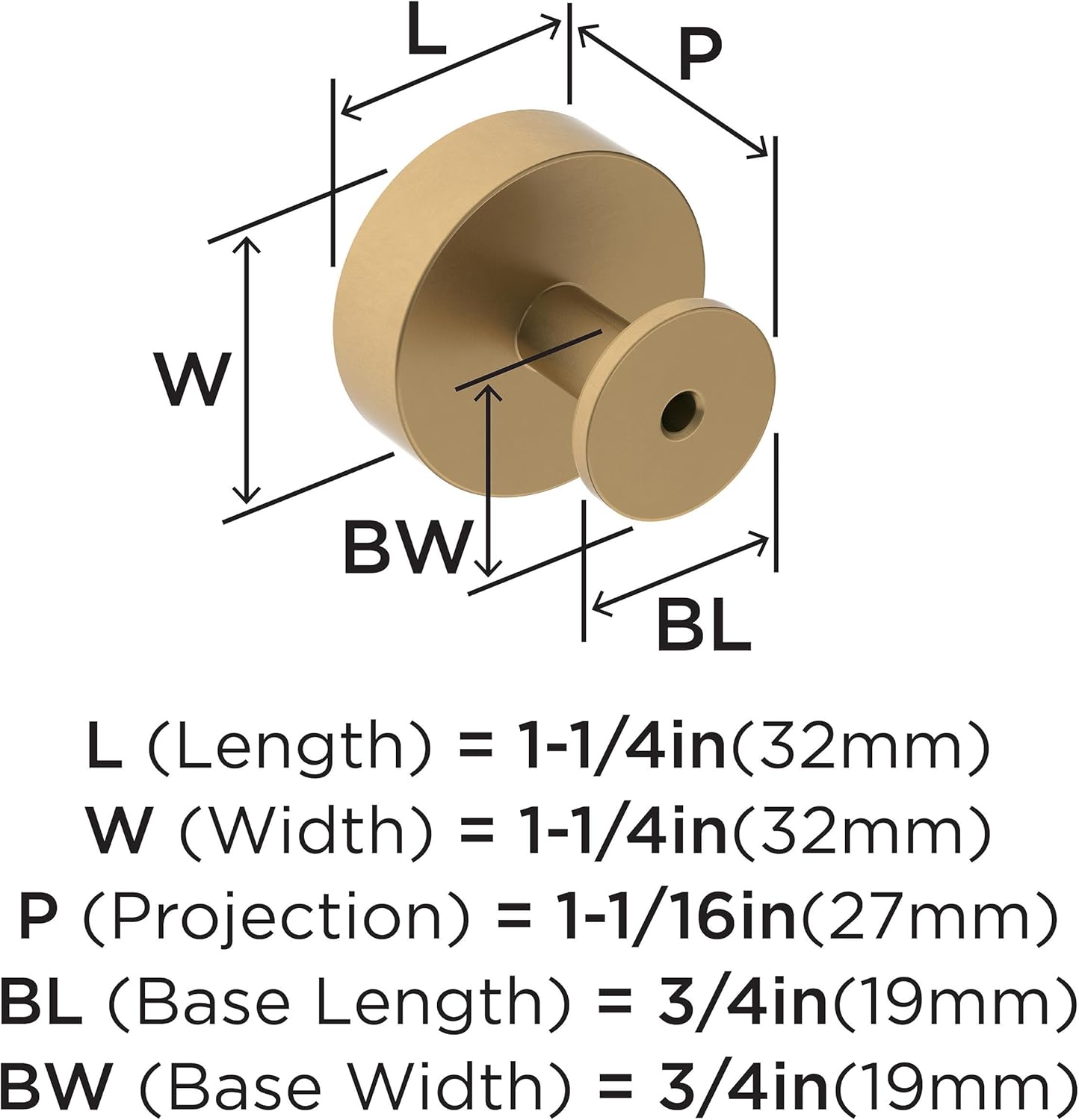 Amerock | Cabinet Knob | Champagne Bronze | 1-1/4 inch (32 mm) Diameter | Radius | 1 Pack | Drawer Knob | Cabinet Hardware