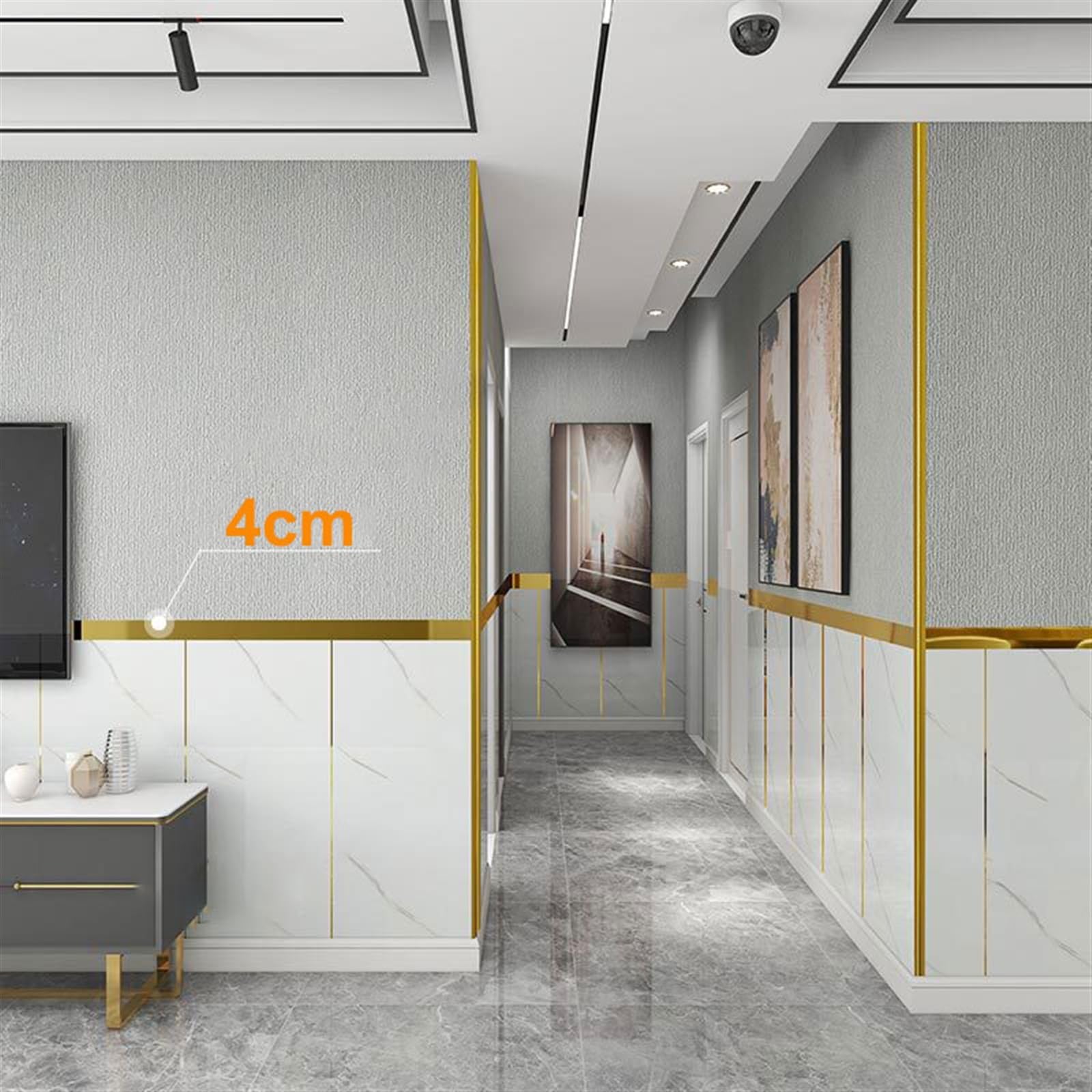Elastyczna samoprzylepna listwa ścienna do płytek lustrzanych sufitowych panel podłogowy szafka (szczotkowane złoto 3 cm X 10 M)