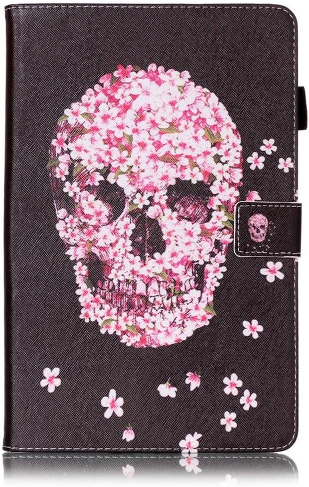Samsung 9.6 Tab E Tablet Cover,Samsung SM-T560nu Case,Samsung T560 Book Case,Galaxy T561 Flip Cover,PU Leather Outer Cover Case Flip Cover for Samsung Tab E 9.6 in Case,Petal Skull