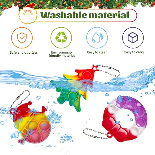 Miniatura 4 de Christmas Party Favors, Fidget Toy Pack, Keychain Bubble Pop Toys, Party Favors, Goodie Bag Stuffers with Keychain Toys, Stress Relief Toys Xmas