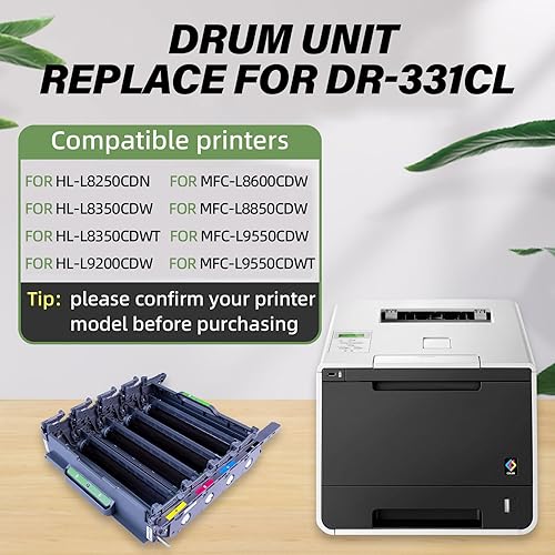 Vista 2 de Unidad de tambor para DR331CL, compatible con impresora Brother HL-L8250CDN HL-L8350CDW HL-L8350CDWT HL-L9200CDW MFC-L8600CDW MFC-L8850CDW