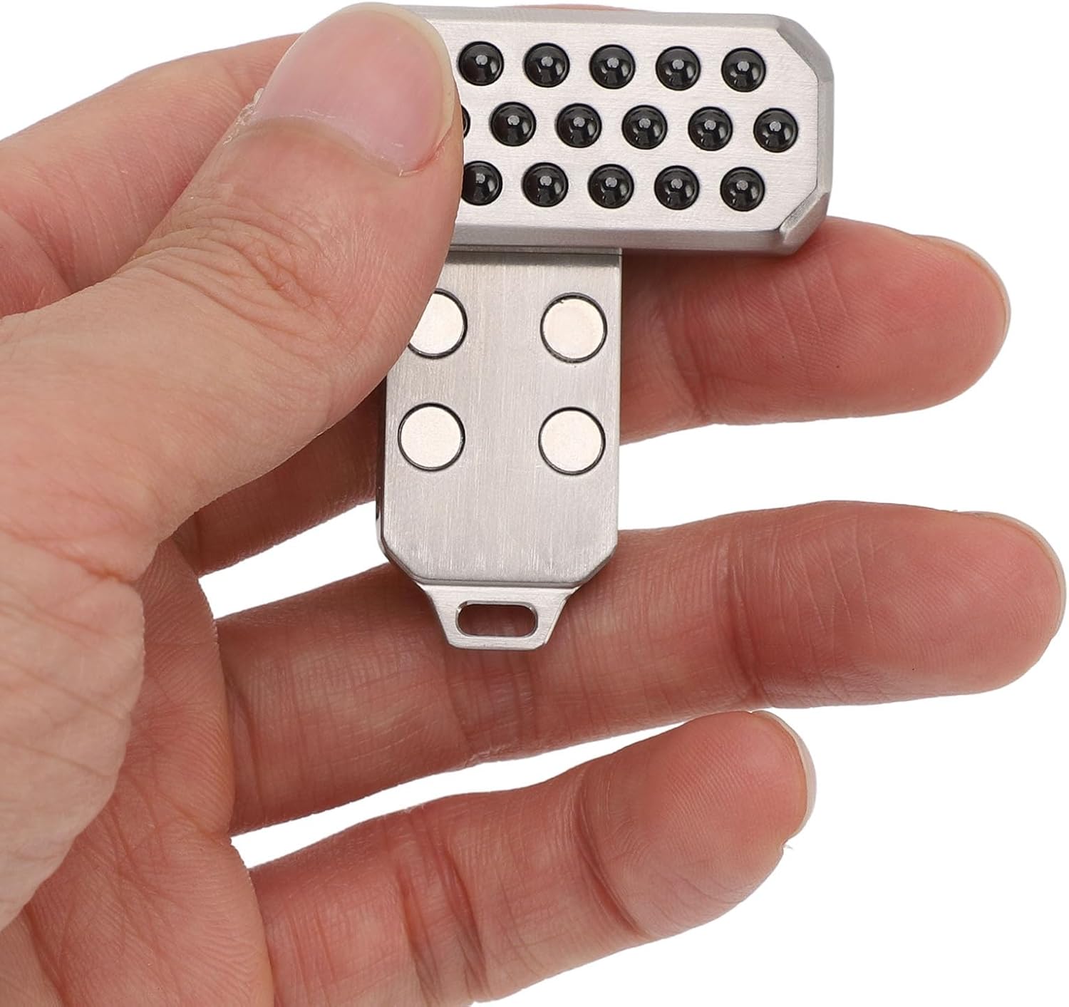 Metal Fidget Slider, 304 Stainless Steel Push Card Slider Toy with Rope, Fidget Toys for Adults Teens, Relieve Stress Anxiety ADHD, Gift for Boyfriend, Husband and Father